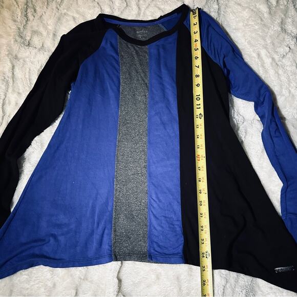 Calvin Klein Size S Sharkbite Hem Tunic Top Blue Grey Stretch Sporty Casual Chic - Picture 6 of 12
